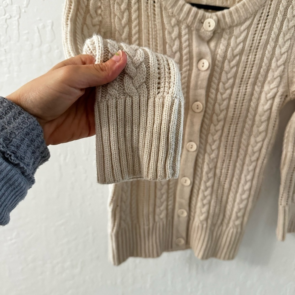Tildon Cream Tan Button Front Fitted Knit Cardigan - Picture 6 of 6